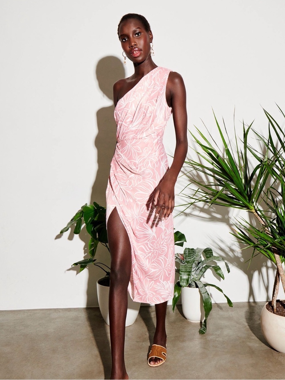 Saylor Emiliana One Shoulder Midi Dress